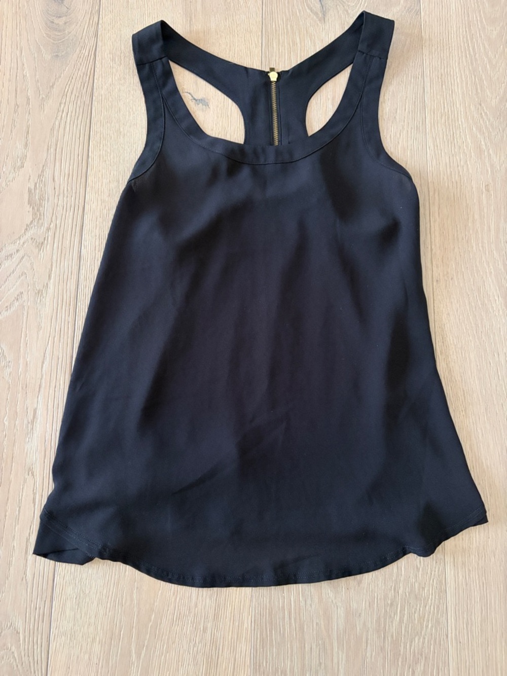 Express Black Racerback Tank with Back Gold Zipper